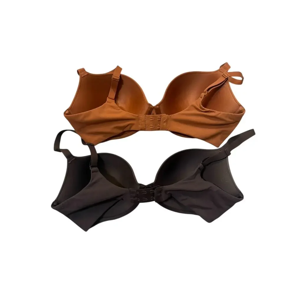 Lot (2) SKIMS Fit Everybody Push Up Bra 36D‎ Bronze Cocoa Neutral Demi EUC - Picture 5 of 9